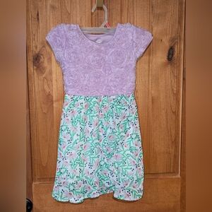Wonder Nation Lavender and Green‎ Floral Dress